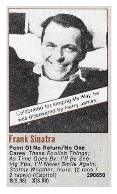 Sinatra, Frank / Point of No Return-No One Cares (1978)