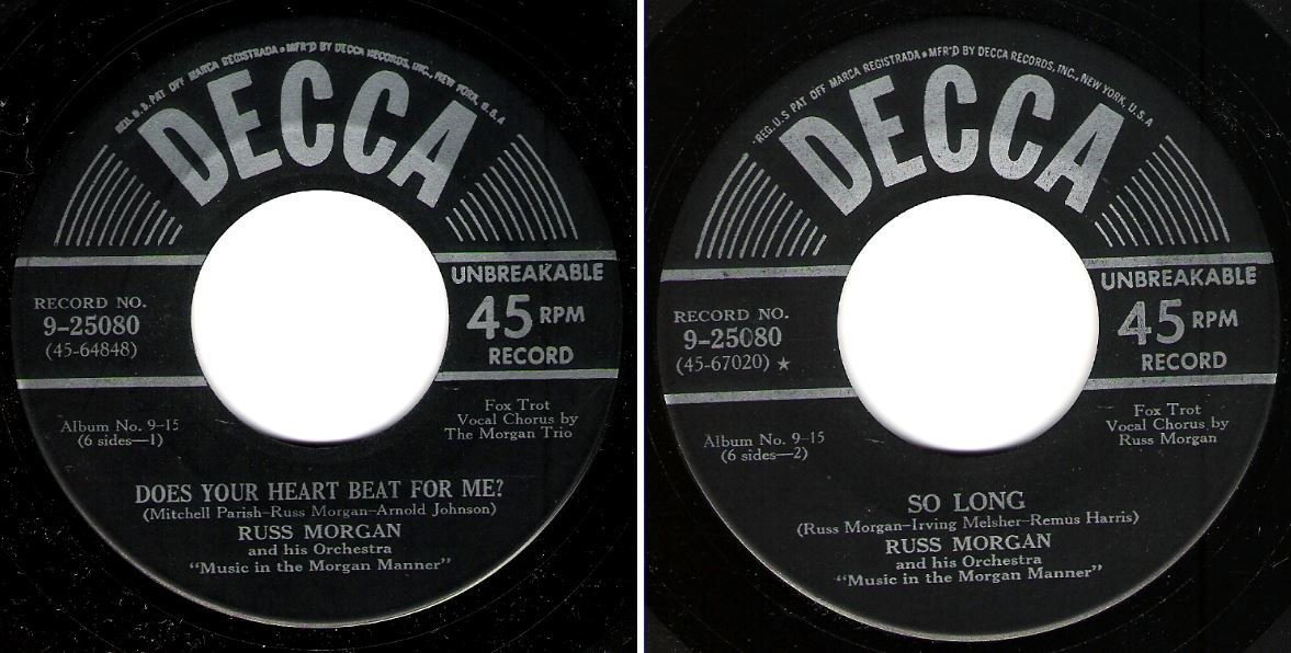 Morgan, Russ / Does Your Heart Beat for Me? (1950) / Decca 9-25080 (Single, 7&quot; Vinyl)