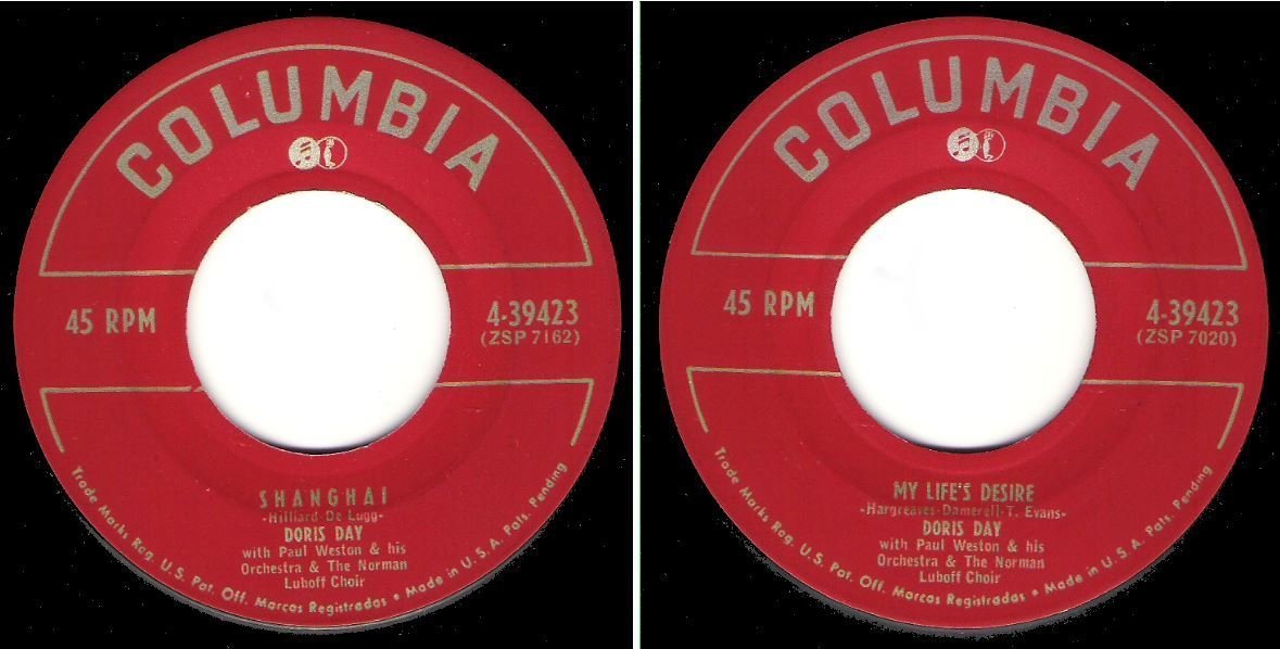 Day, Doris / Shanghai (1951) / Columbia 4-39423 (Single, 7" Vinyl)