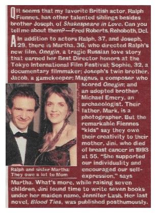 Fiennes, Ralph / Other Talented Siblings (2000)