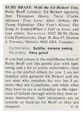Braff, Ruby / With the Ed Bickert Trio (1981)