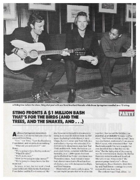 Sting / Sting Fronts a $1 Million Bash That&#39;s for the Birds (1990)