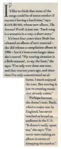 Bush, Kate / New Album, The Sensual World (1989)