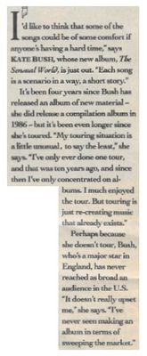 Bush, Kate / New Album, The Sensual World (1989)