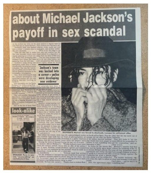 Jackson, Michael / Payoff in Sex Scandal (1994)