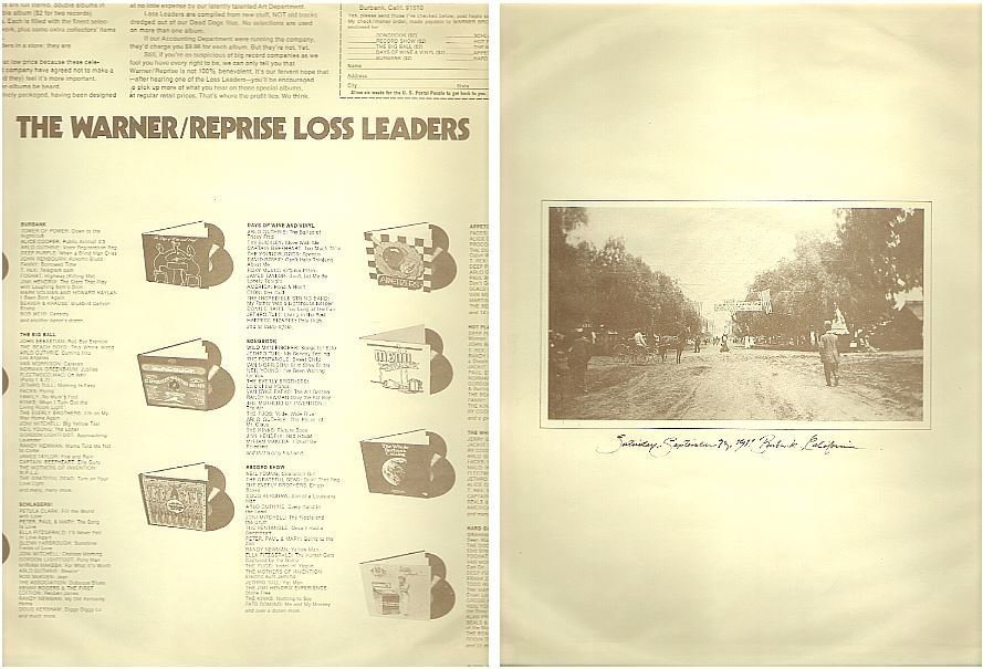 Warner Bros. / The Warner-Reprise Loss Leaders (1974) (Record Company Inner Sleeve, 12")