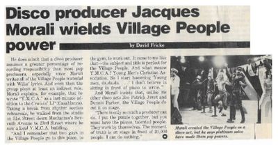 Village People / Disco Producer Jacques Morali Wields Village People Power (1979)