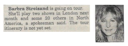 Streisand, Barbra / Barbra Streisand is Going On Tour (1999)