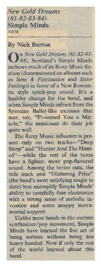 Simple Minds / New Gold Dreams (81-82-83-84) (1983) - by Nick Burton