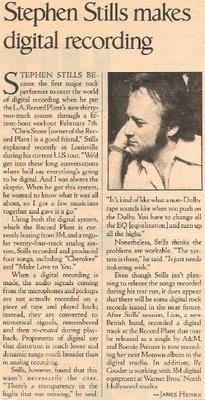 Stills, Stephen / Stephen Stills Makes a Digital Recording (1979) / Magazine Article + Photo