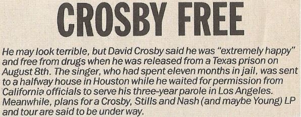 Crosby, David / Crosby Free (1986) / Magazine Article