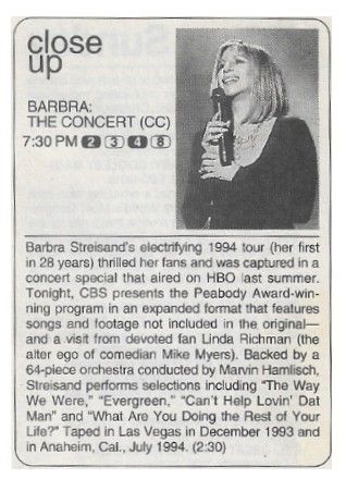 Streisand, Barbra / Barbra: The Concert (1994) - Close Up