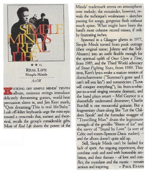 Simple Minds / Real Life (1991) - by Paul Evans
