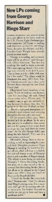 Harrison, George / New LPs Coming from George Harrison and Ringo Starr (1987)