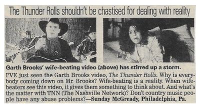 Brooks, Garth / The Thunder Rolls Shouldn&#39;t Be Chastised for Dealing with Reality (1991)