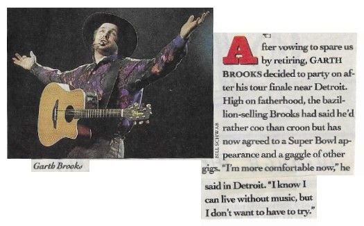 Brooks, Garth / Agreed to a Super Bowl Appearance (1993)