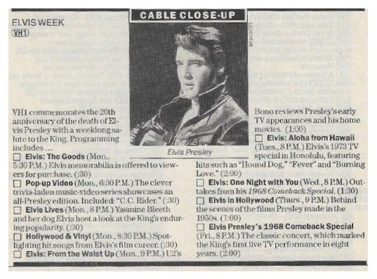 Presley, Elvis / Elvis Week (1997) - Cable Close-Up