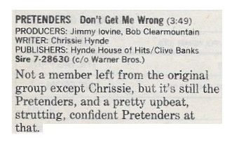Pretenders, The / Don&#39;t Get Me Wrong (1986) - Sire