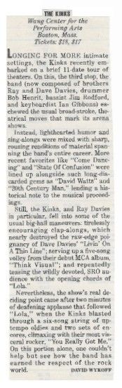 Kinks, The / Wang Center for the Performing Arts (1987)