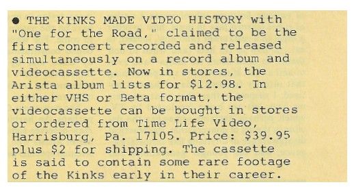 Kinks, The / The Kinks Made Video History (1980)