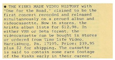 Kinks, The / The Kinks Made Video History (1980)