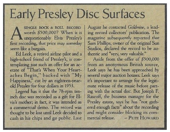 Presley, Elvis / Early Presley Disc Surfaces (1989)