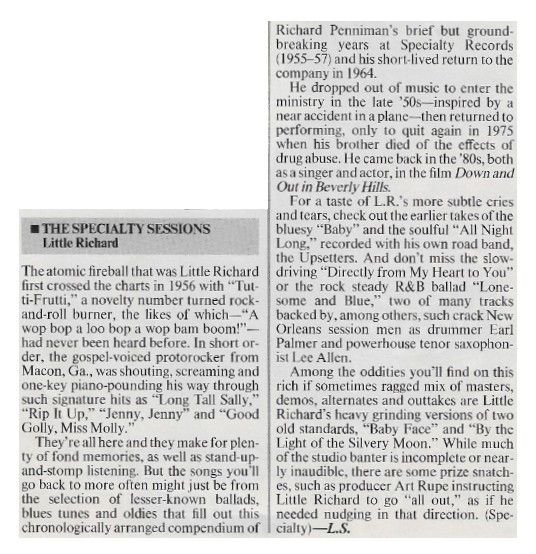 Little Richard / The Specialty Sessions (1990)