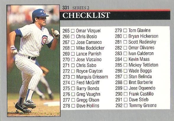 Sandberg, Ryne / Chicago Cubs (1992) / Leaf #331 / Checklist (Baseball Card) / Series 2