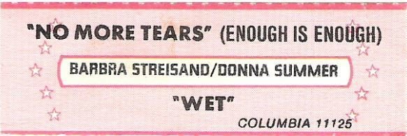 Streisand, Barbra (+ Donna Summer) / No More Tears (Enough Is Enough) / Columbia 11125 | Jukebox Title Strip (1979)