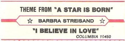 Streisand, Barbra / Theme from &quot;A Star Is Born&quot; / Columbia 10450 / Jukebox Title Strip (1976)