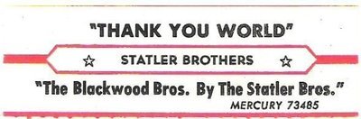 Statler Brothers, The / Thank You World / Mercury 73485 / Jukebox Title Strip (1974)