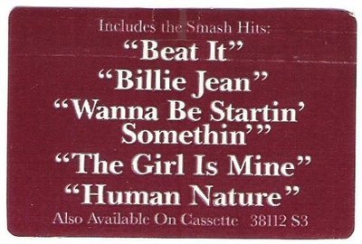 Jackson, Michael / Thriller / Epic 38112 S3 / Sticker (1982)