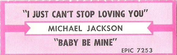 Jackson, Michael / I Just Can't Stop Loving You / Epic 7253 | Jukebox Title Strip (1987)