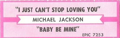 Jackson, Michael / I Just Can&#39;t Stop Loving You / Epic 7253 | Jukebox Title Strip (1987)