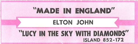 John, Elton / Made In England / Island 852-172 | Jukebox Title Strip (1995)