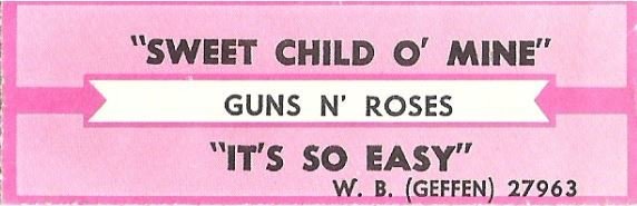 Guns N' Roses / Sweet Child O' Mine / Geffen 27963 | Jukebox Title Strip (1988)