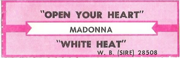 Madonna / Open Your Heart / Sire 28508 | Jukebox Title Strip (1986)