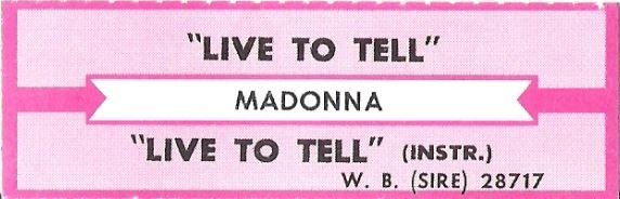 Madonna / Live To Tell / Sire 28717 | Jukebox Title Strip (1986)