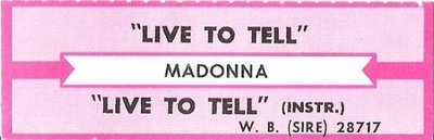 Madonna / Live To Tell / Sire 28717 | Jukebox Title Strip (1986)