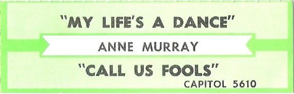 Murray, Anne / My Life&#39;s a Dance / Capitol 5610 | Jukebox Title Strip (1986)