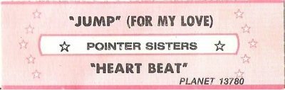 Pointer Sisters, The / Jump (For My Love) / Planet 13780 | Jukebox Title Strip (1984)