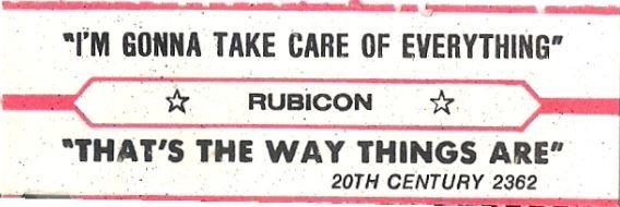Rubicon / I'm Gonna Take Care of Everything / 20th Century 2362 | Jukebox Title Strip (1978)