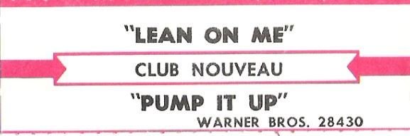 Club Nouveau / Lean On Me / Warner Bros. 28430 | Jukebox Title Strip (1987)