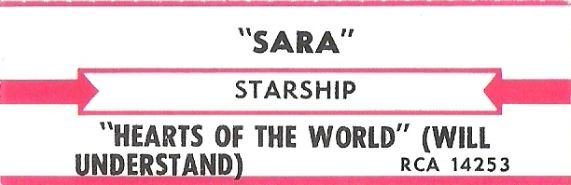 Starship / Sara / RCA 14253 | Jukebox Title Strip (1985)