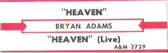 Adams, Bryan / Heaven / A+M 2729 | Jukebox Title Strip (1985)