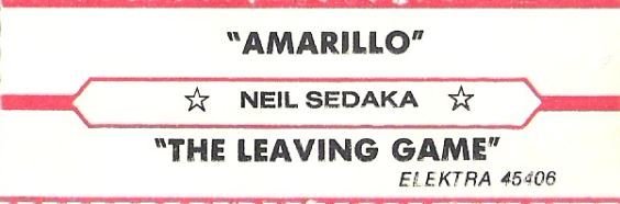 Sedaka, Neil / Amarillo / Elektra 45406 | Jukebox Title Strip (1977)