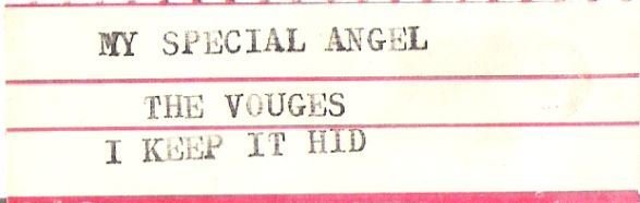 Vogues, The / My Special Angel / Typewritten Text | Jukebox Title Strip (1968)