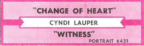 Lauper, Cyndi / Change of Heart / Portrait 6431 | Jukebox Title Strip (1986)