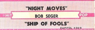 Seger, Bob / Night Moves / Capitol 4369 / Hit Pop Series | Jukebox Title Strip (1976)