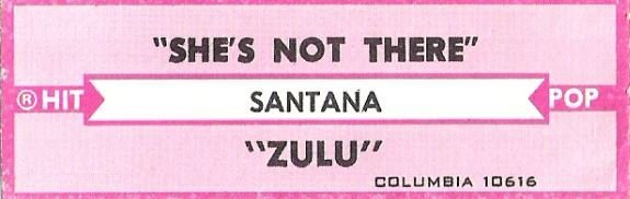 Santana / She's Not There / Columbia 10616 / Hit Pop Series | Jukebox Title Strip (1977)